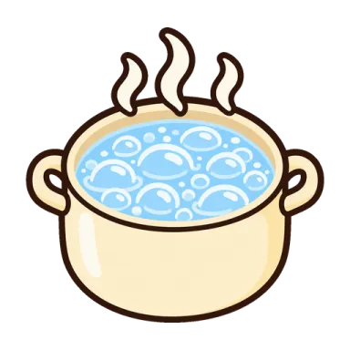 A pot bubbling all over